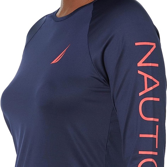 Nautica Women's Long Sleeve Rashguard UPF 30+ UV Sun Protection Swim Shirt - Picture 1 of 6